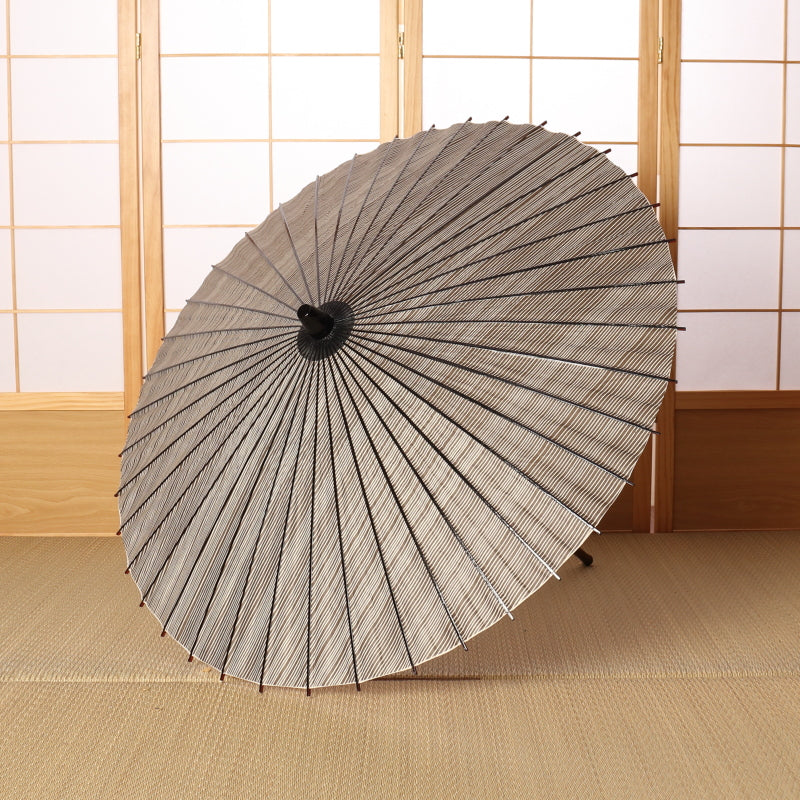 黒竹日傘『縁』縞文様 文人茶 - 日本最古の京都和傘屋 辻倉