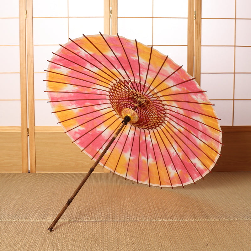 Black bamboo Japanese parasol "Edge" tie-dyed toki color