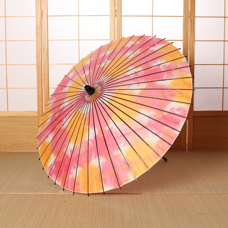 Black bamboo Japanese parasol "Edge" tie-dyed toki color