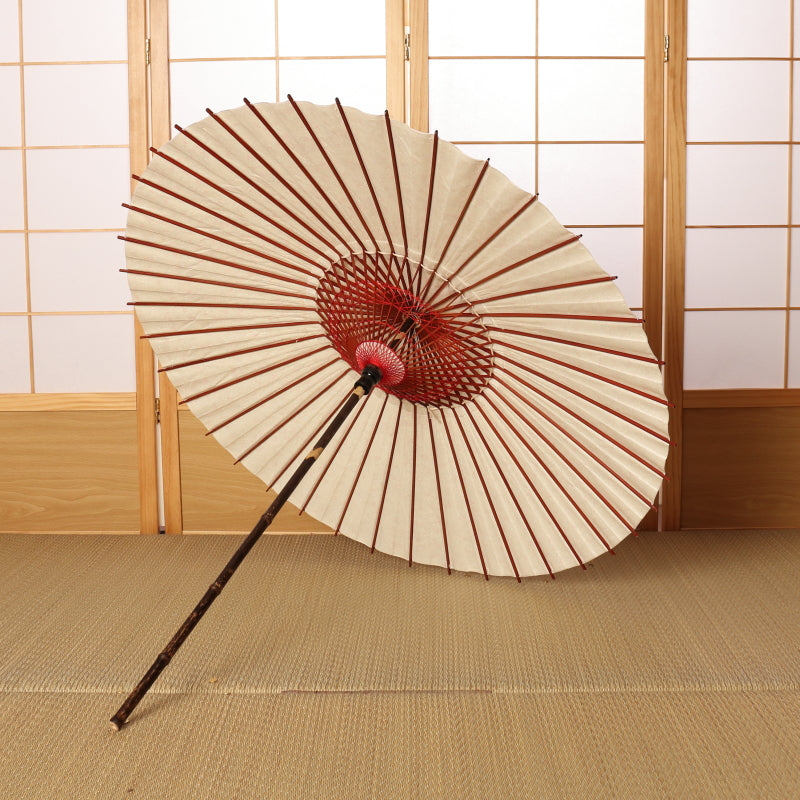 Black bamboo Japanese parasol, Kyoto Yuzen "Snow willow on the river surface"