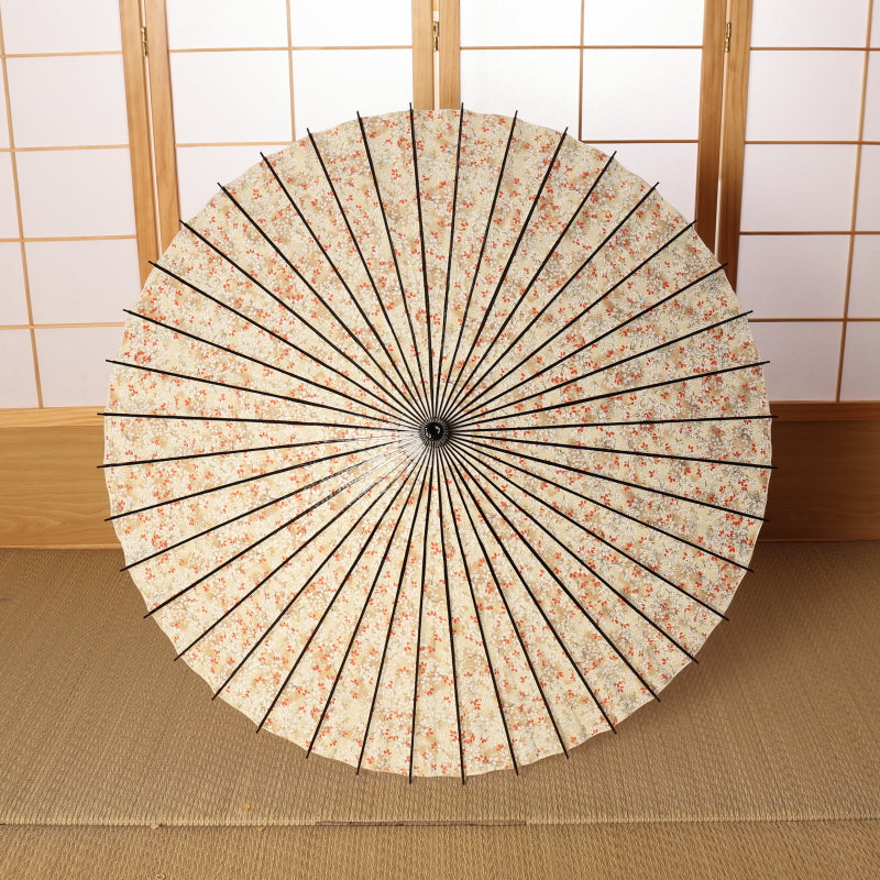 Black bamboo Japanese parasol, Kyoto Yuzen "Snow willow on the river surface"