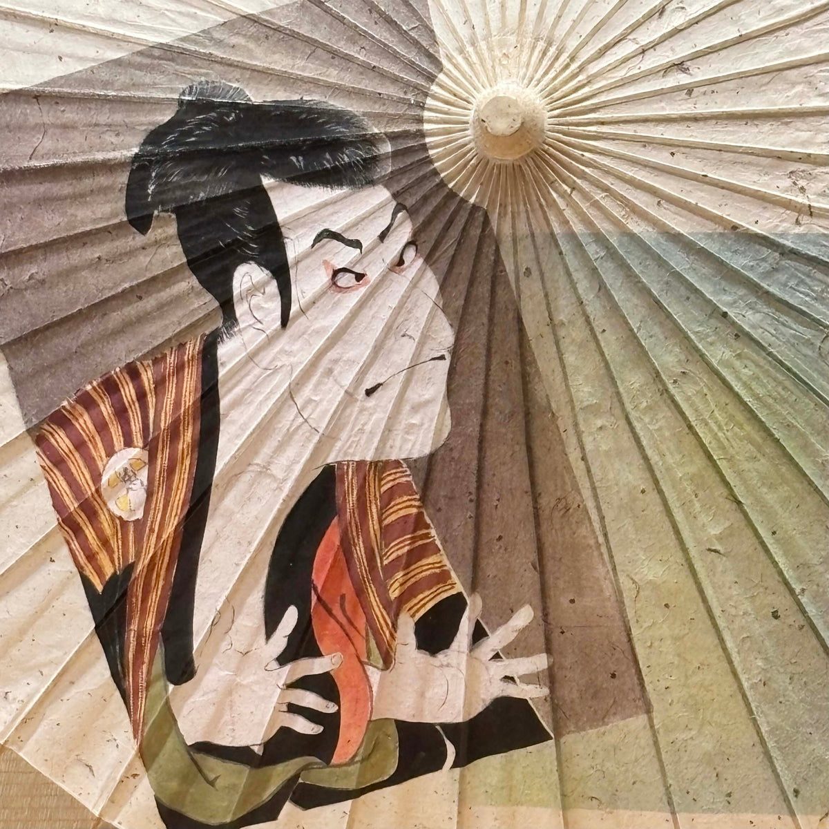 日本画家 手描き 浮世絵和傘 東洲斎写楽『役者絵』