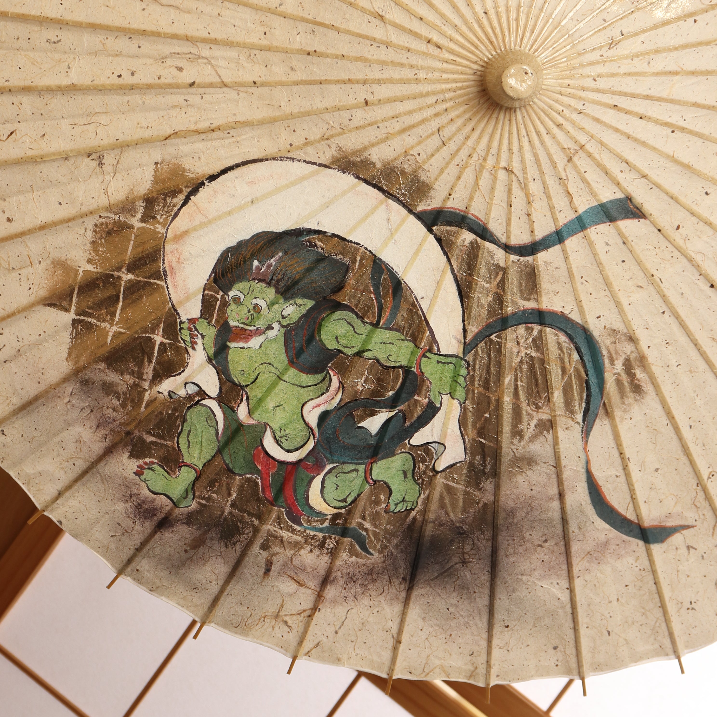 手描き京友禅 和日傘『風神雷神図』 - 日本最古の京都和傘屋 辻倉