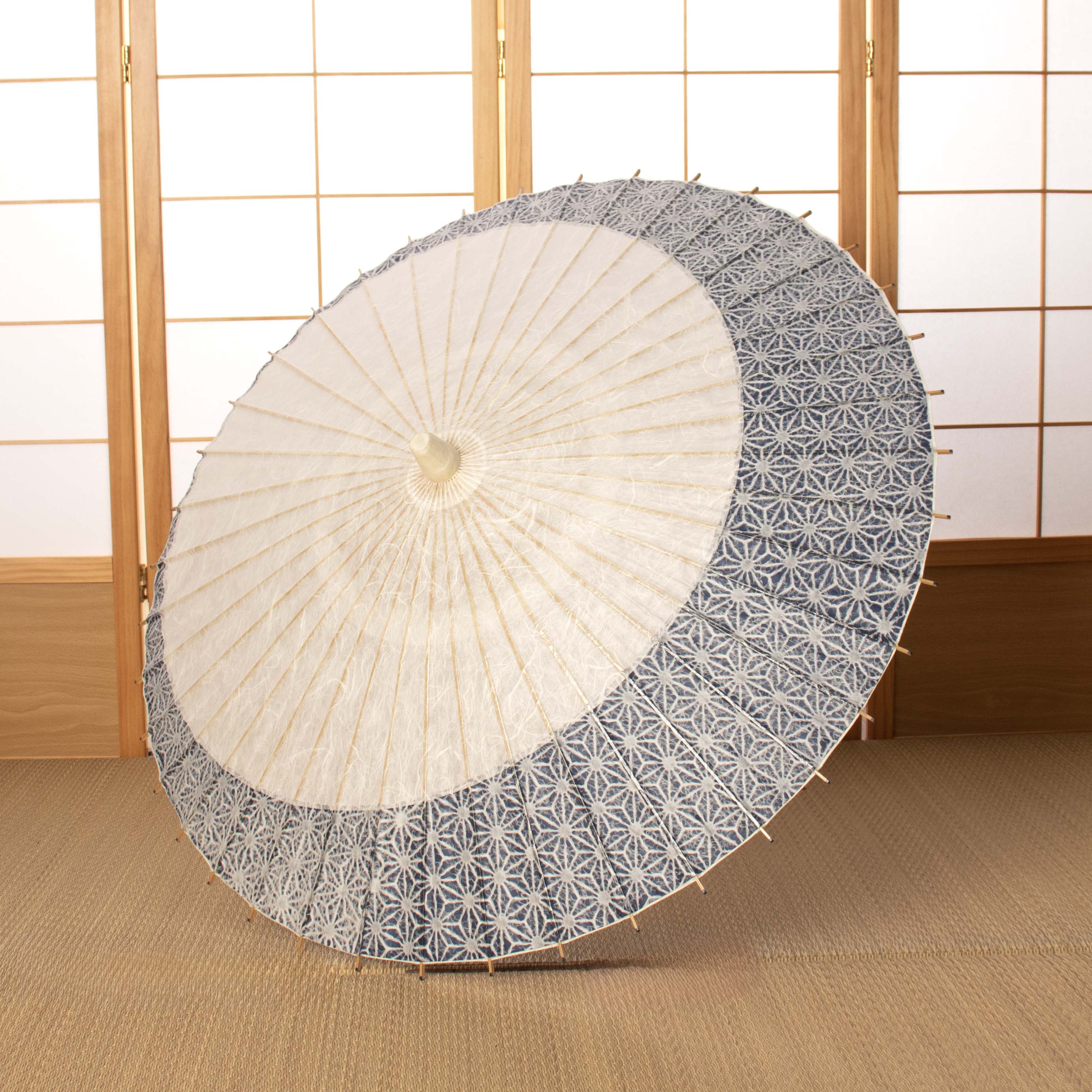 落水紙重ね『月奴』麻の葉 藍紗 - 日本最古の京都和傘屋 辻倉