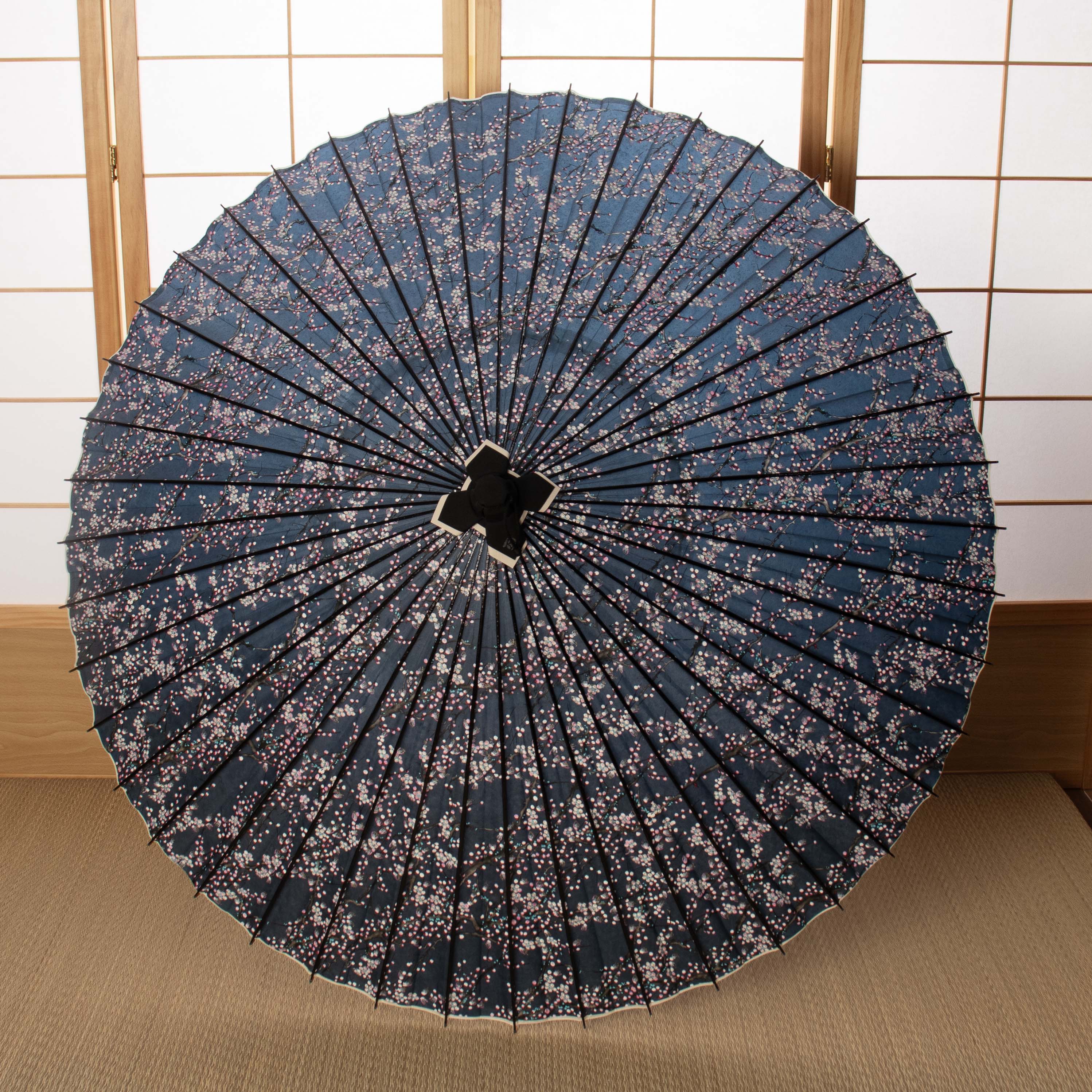 京友禅 黒竹『梅流水　濃藍（こあい）』