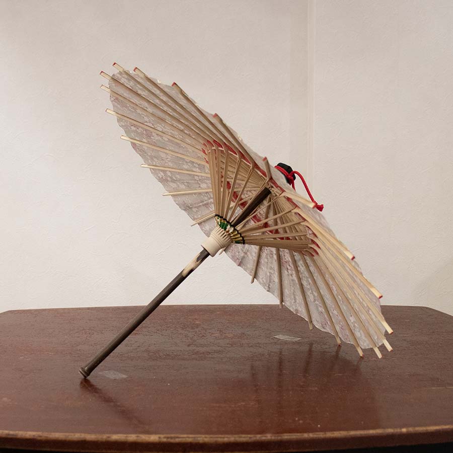 姫和傘  大寸『雲どり流水に白梅 緑』