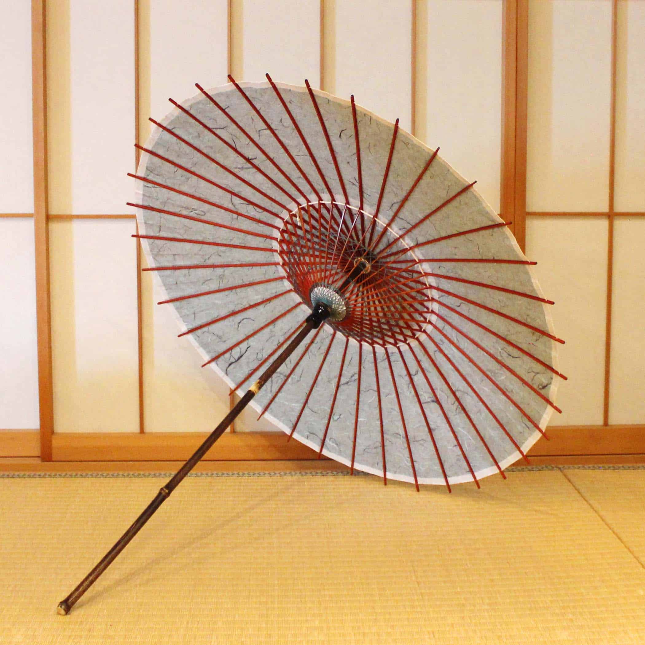 Black Bamboo Japanese Parasol "En" Unryu Paper Mizuasagi Large Size