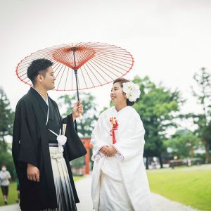 結婚式の和傘