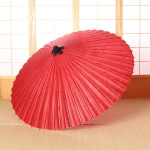 京都黒谷の手漉きの雲竜和紙の赤色の和傘