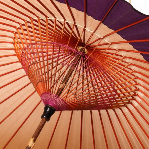 光悦茶と紫の月奴柄の和傘