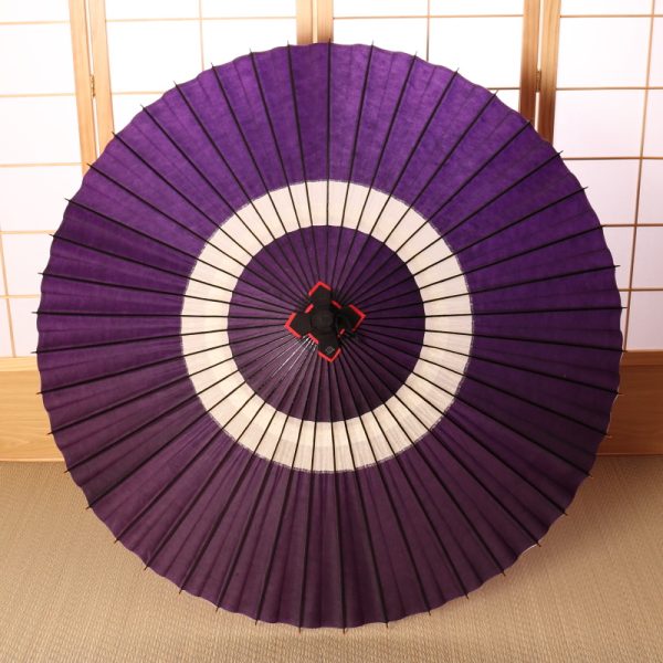 紫色の防水加工された蛇の目柄の和傘