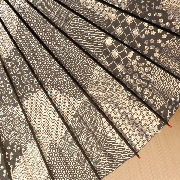 銀彩の施された友禅和紙を使った日傘