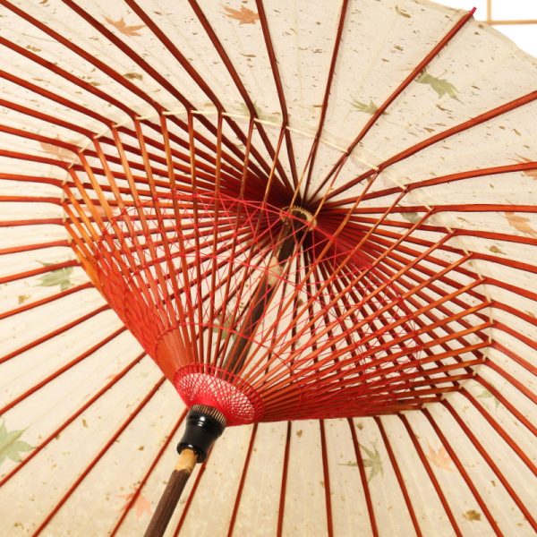 透かし葉の入った和紙、紅葉の雨傘