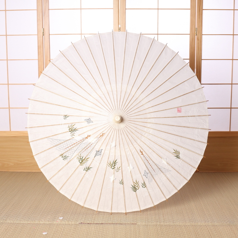 京友禅の絵師が描いた『網干風景に千鳥』の和日傘