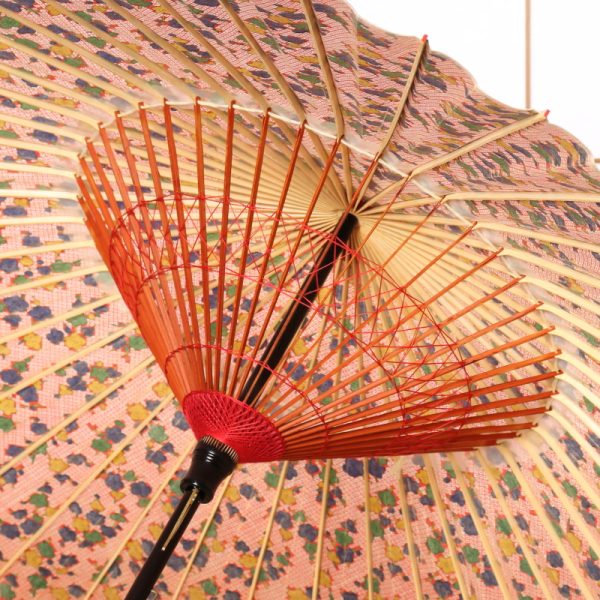 赤系の梅模様の日傘